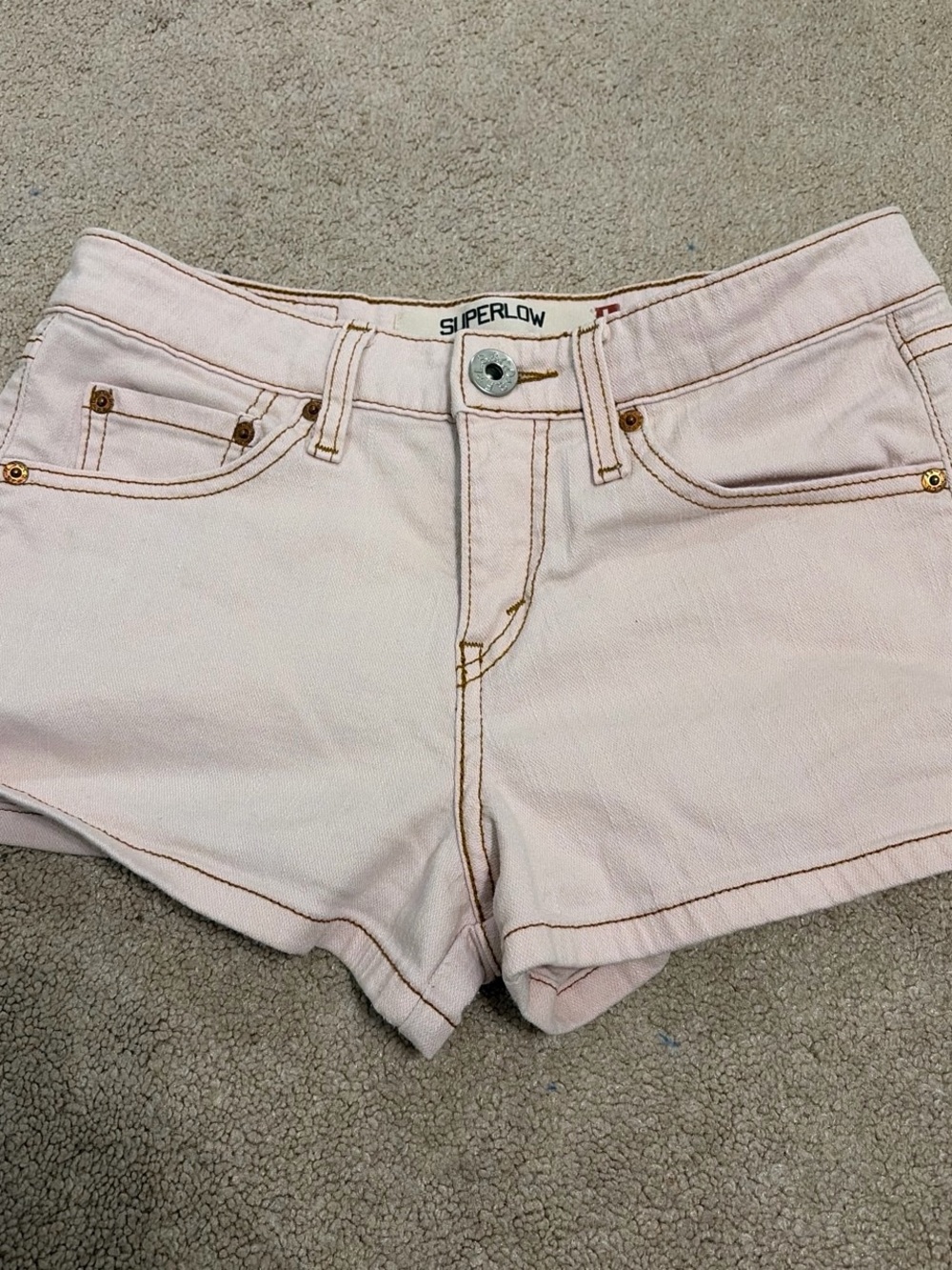 Levi's Superlow Light Pink Denim Shorts